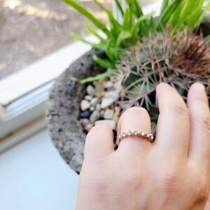 Classic Dainty Gold Rhinestone Ring Band